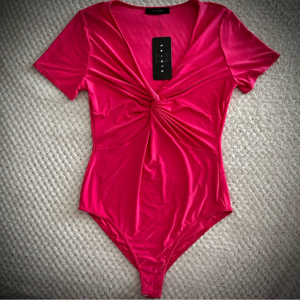 NWT 21 Saints Twisted Sister Bodysuit in Hot Pink